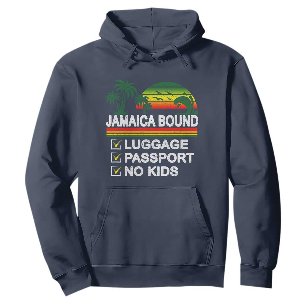 Jamaican Travel Vacation Trip Hoodie Jamaica Bound Luggage Passport No Kids TS11 Navy Print Your Wear