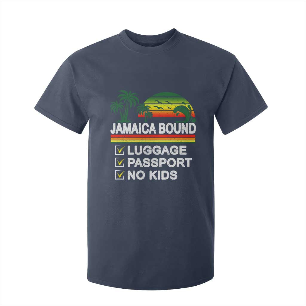Jamaican Travel Vacation Trip T Shirt For Kid Jamaica Bound Luggage Passport No Kids TS11 Navy Print Your Wear