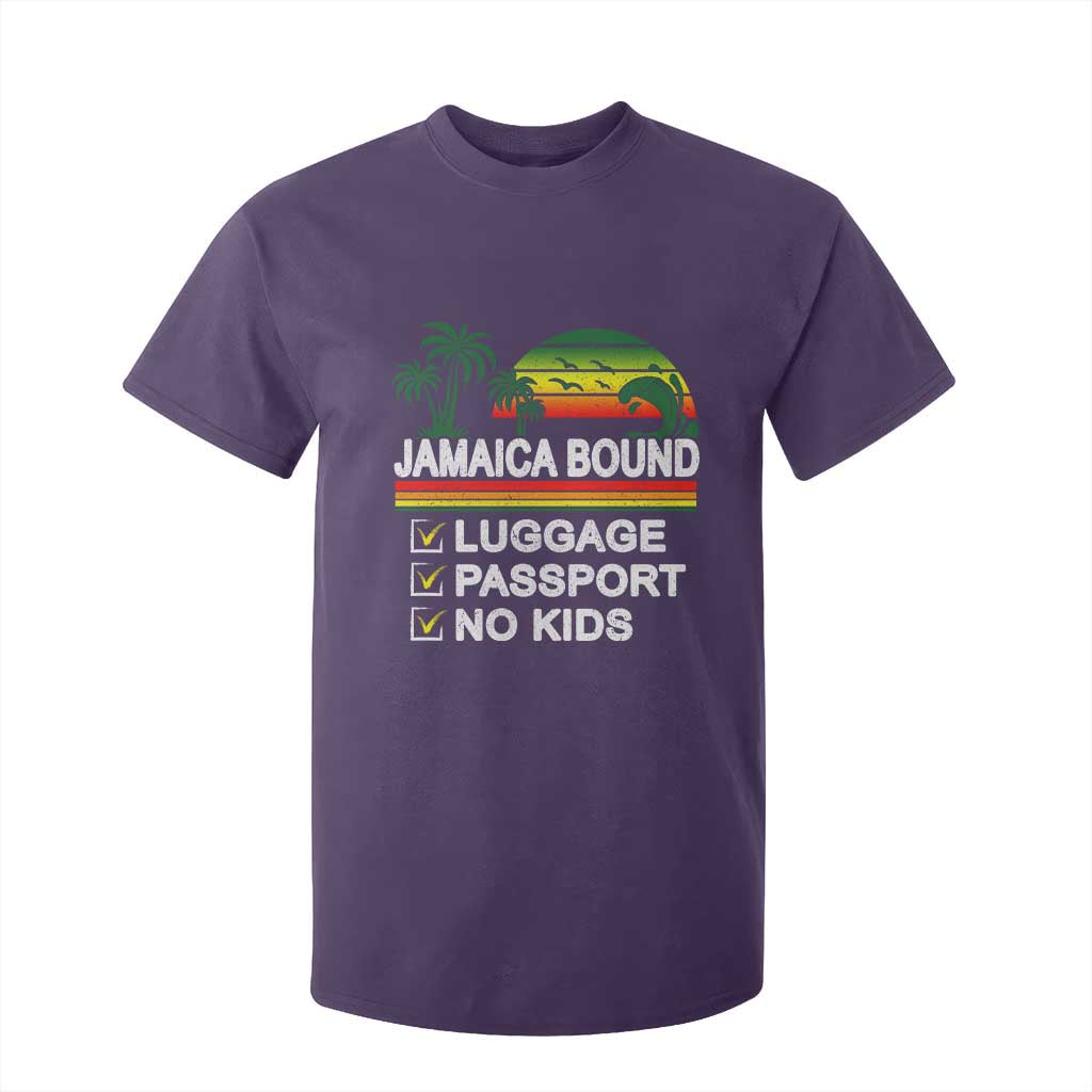 Jamaican Travel Vacation Trip T Shirt For Kid Jamaica Bound Luggage Passport No Kids TS11 Purple Print Your Wear