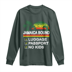 Jamaican Travel Vacation Trip Long Sleeve Shirt Jamaica Bound Luggage Passport No Kids TS11 Dark Forest Green Print Your Wear