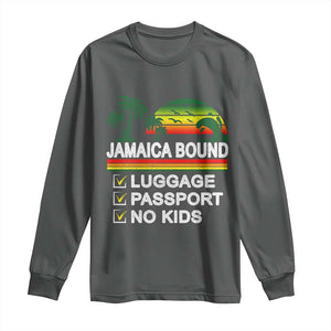 Jamaican Travel Vacation Trip Long Sleeve Shirt Jamaica Bound Luggage Passport No Kids TS11 Dark Heather Print Your Wear
