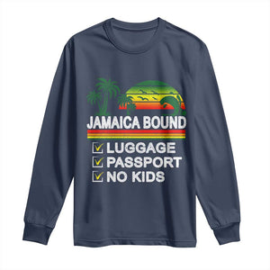 Jamaican Travel Vacation Trip Long Sleeve Shirt Jamaica Bound Luggage Passport No Kids TS11 Navy Print Your Wear