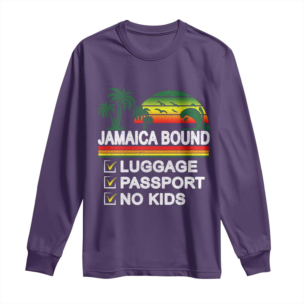 Jamaican Travel Vacation Trip Long Sleeve Shirt Jamaica Bound Luggage Passport No Kids TS11 Purple Print Your Wear