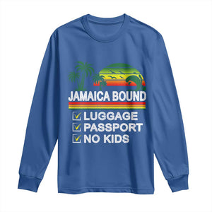 Jamaican Travel Vacation Trip Long Sleeve Shirt Jamaica Bound Luggage Passport No Kids TS11 Royal Blue Print Your Wear