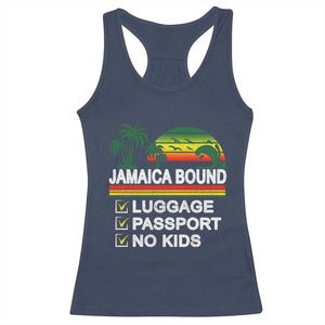 Jamaican Travel Vacation Trip Racerback Tank Top Jamaica Bound Luggage Passport No Kids TS11 Navy Print Your Wear