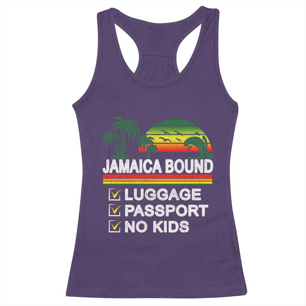 Jamaican Travel Vacation Trip Racerback Tank Top Jamaica Bound Luggage Passport No Kids TS11 Purple Print Your Wear