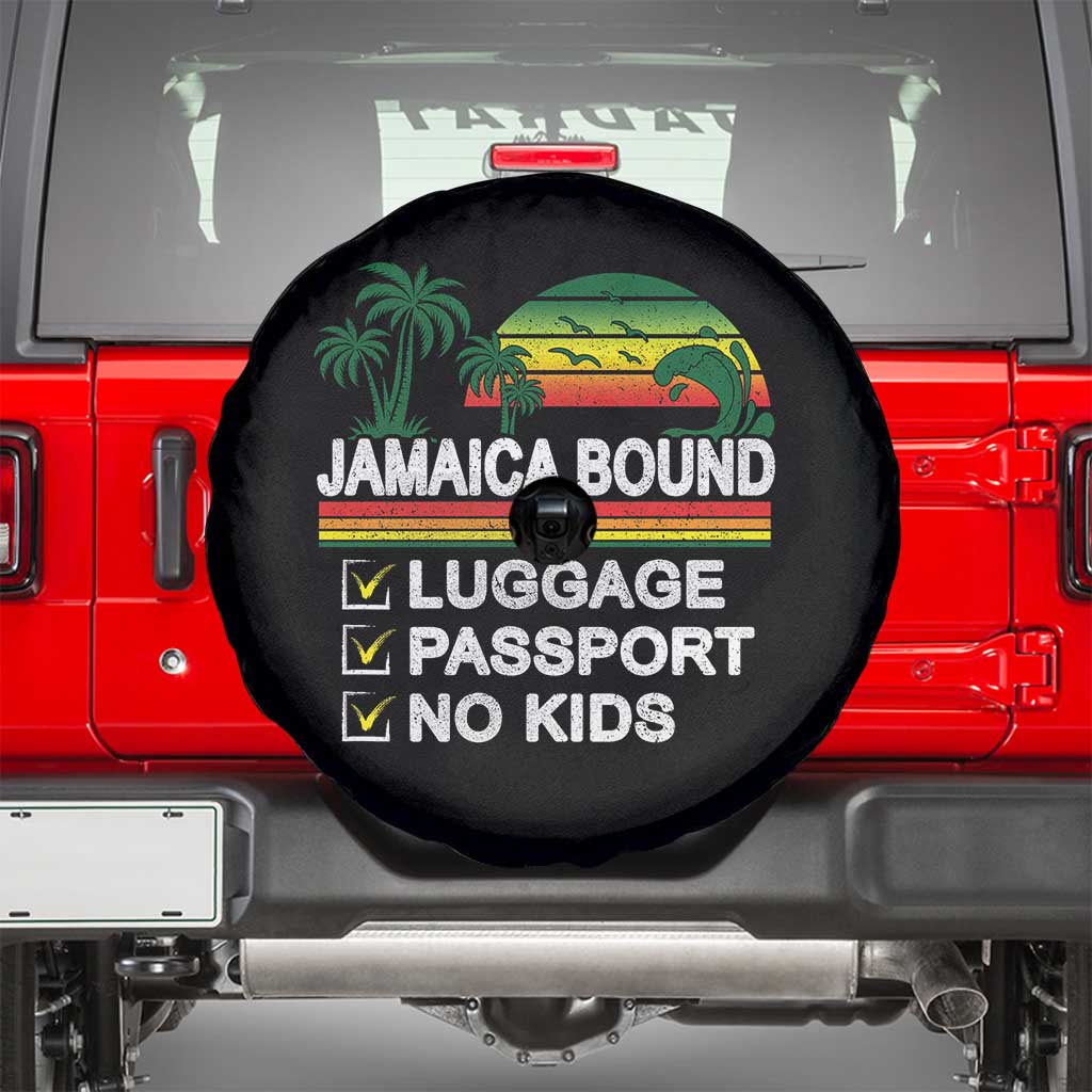 Jamaican Travel Vacation Trip Spare Tire Cover Jamaica Bound Luggage Passport No Kids TS11 Black Print Your Wear