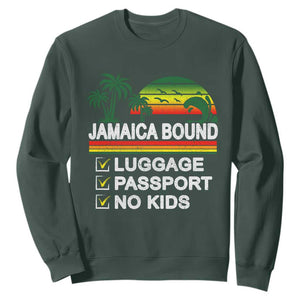Jamaican Travel Vacation Trip Sweatshirt Jamaica Bound Luggage Passport No Kids TS11 Dark Forest Green Print Your Wear