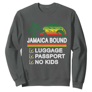 Jamaican Travel Vacation Trip Sweatshirt Jamaica Bound Luggage Passport No Kids TS11 Dark Heather Print Your Wear