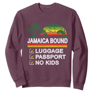 Jamaican Travel Vacation Trip Sweatshirt Jamaica Bound Luggage Passport No Kids TS11 Maroon Print Your Wear