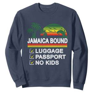 Jamaican Travel Vacation Trip Sweatshirt Jamaica Bound Luggage Passport No Kids TS11 Navy Print Your Wear