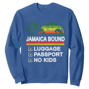 Jamaican Travel Vacation Trip Sweatshirt Jamaica Bound Luggage Passport No Kids TS11 Royal Blue Print Your Wear