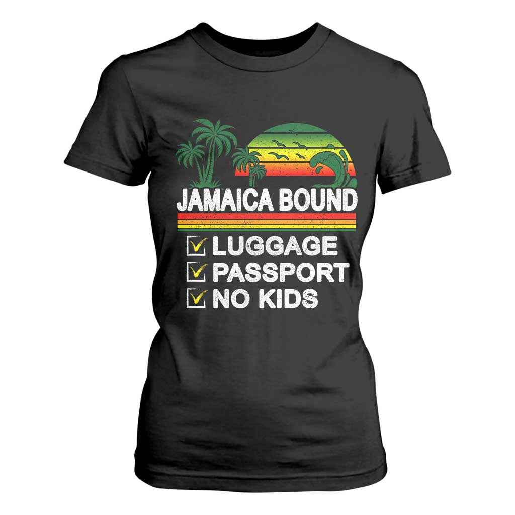 Jamaican Travel Vacation Trip T Shirt For Women Jamaica Bound Luggage Passport No Kids TS11 Black Print Your Wear