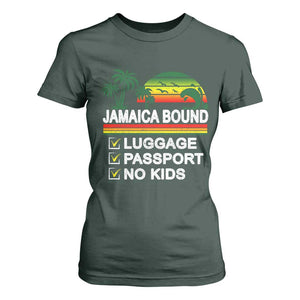 Jamaican Travel Vacation Trip T Shirt For Women Jamaica Bound Luggage Passport No Kids TS11 Dark Forest Green Print Your Wear