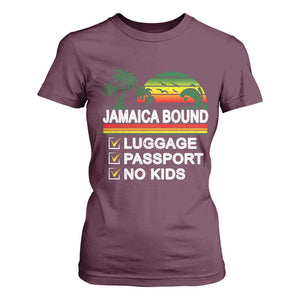 Jamaican Travel Vacation Trip T Shirt For Women Jamaica Bound Luggage Passport No Kids TS11 Maroon Print Your Wear