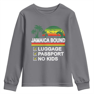Jamaican Travel Vacation Trip Youth Sweatshirt Jamaica Bound Luggage Passport No Kids TS11 Charcoal Print Your Wear