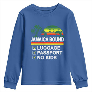 Jamaican Travel Vacation Trip Youth Sweatshirt Jamaica Bound Luggage Passport No Kids TS11 Royal Blue Print Your Wear