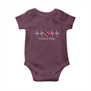 Trinidad And Tobago Heartbeat ECG Pulse Trinidadian Flag Baby Onesie TS11 Maroon Print Your Wear