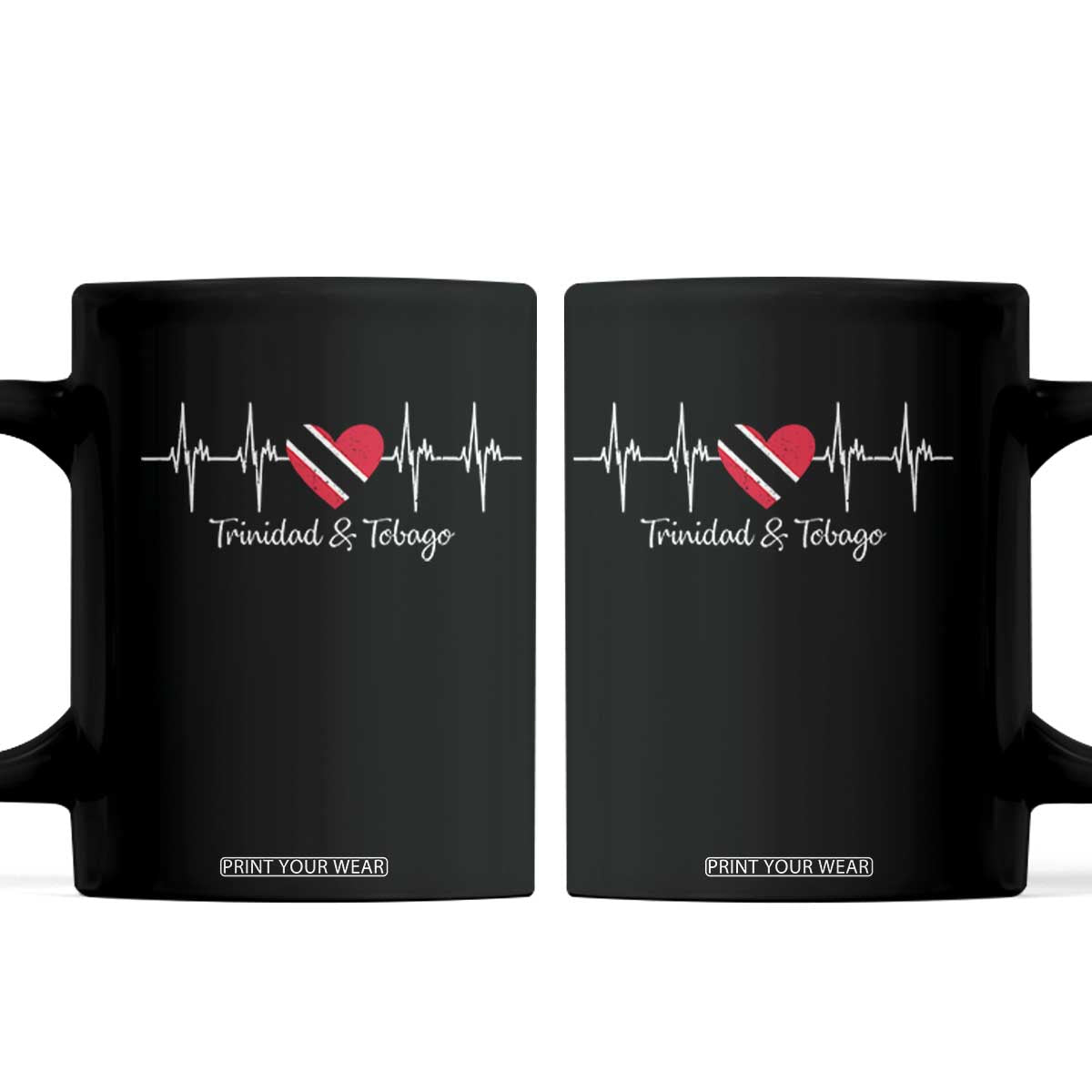 Trinidad And Tobago Heartbeat ECG Pulse Trinidadian Flag Coffee Mug TS11 Black Print Your Wear