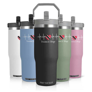 Trinidad And Tobago Heartbeat ECG Pulse Trinidadian Flag Flip Straw Tumbler TS11 Print Your Wear