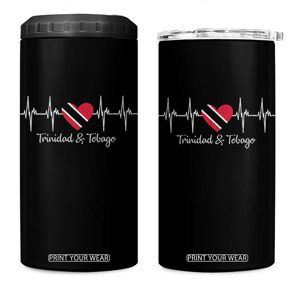 Trinidad And Tobago Heartbeat ECG Pulse Trinidadian Flag 4 in 1 Can Cooler Tumbler TS11 One Size: 16 oz Black Print Your Wear