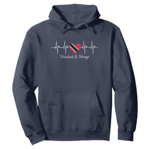 Trinidad And Tobago Heartbeat ECG Pulse Trinidadian Flag Hoodie TS11 Navy Print Your Wear