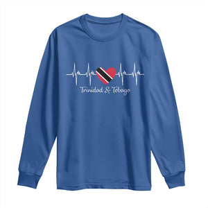 Trinidad And Tobago Heartbeat ECG Pulse Trinidadian Flag Long Sleeve Shirt TS11 Royal Blue Print Your Wear