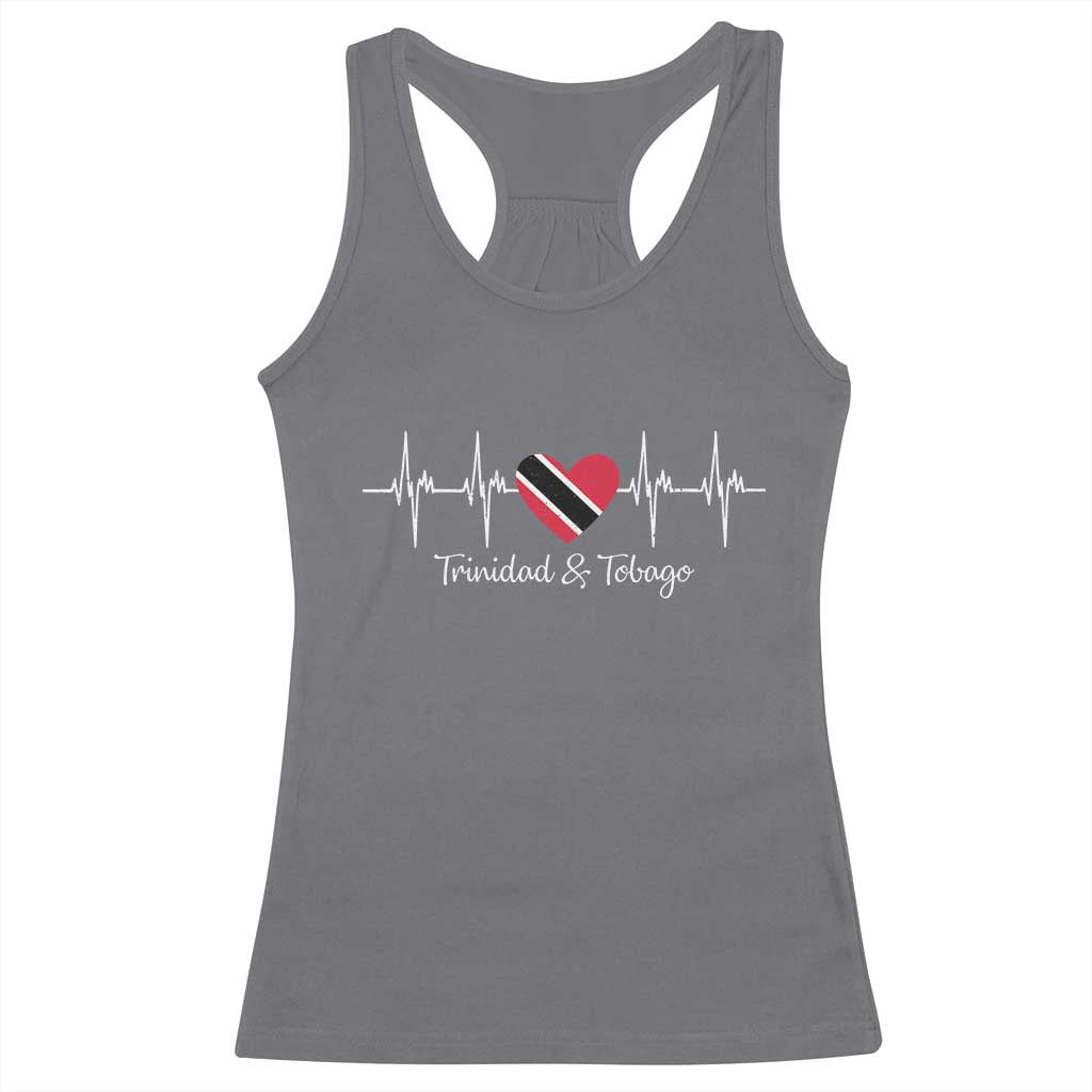 Trinidad And Tobago Heartbeat ECG Pulse Trinidadian Flag Racerback Tank Top TS11 Charcoal Print Your Wear