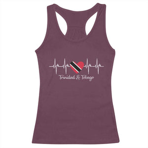 Trinidad And Tobago Heartbeat ECG Pulse Trinidadian Flag Racerback Tank Top TS11 Maroon Print Your Wear