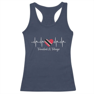 Trinidad And Tobago Heartbeat ECG Pulse Trinidadian Flag Racerback Tank Top TS11 Navy Print Your Wear