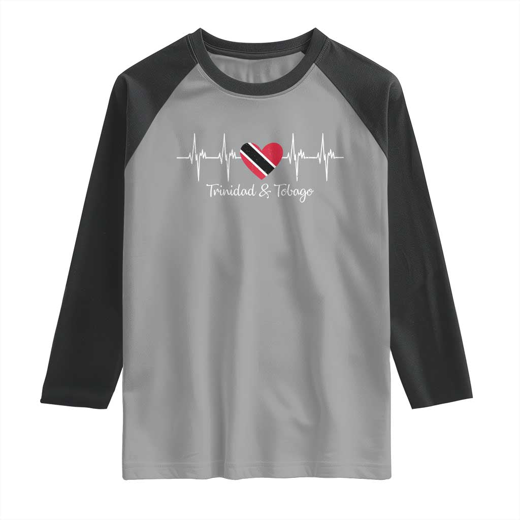 Trinidad And Tobago Heartbeat ECG Pulse Trinidadian Flag Raglan Shirt TS11 Sport Gray Black Print Your Wear