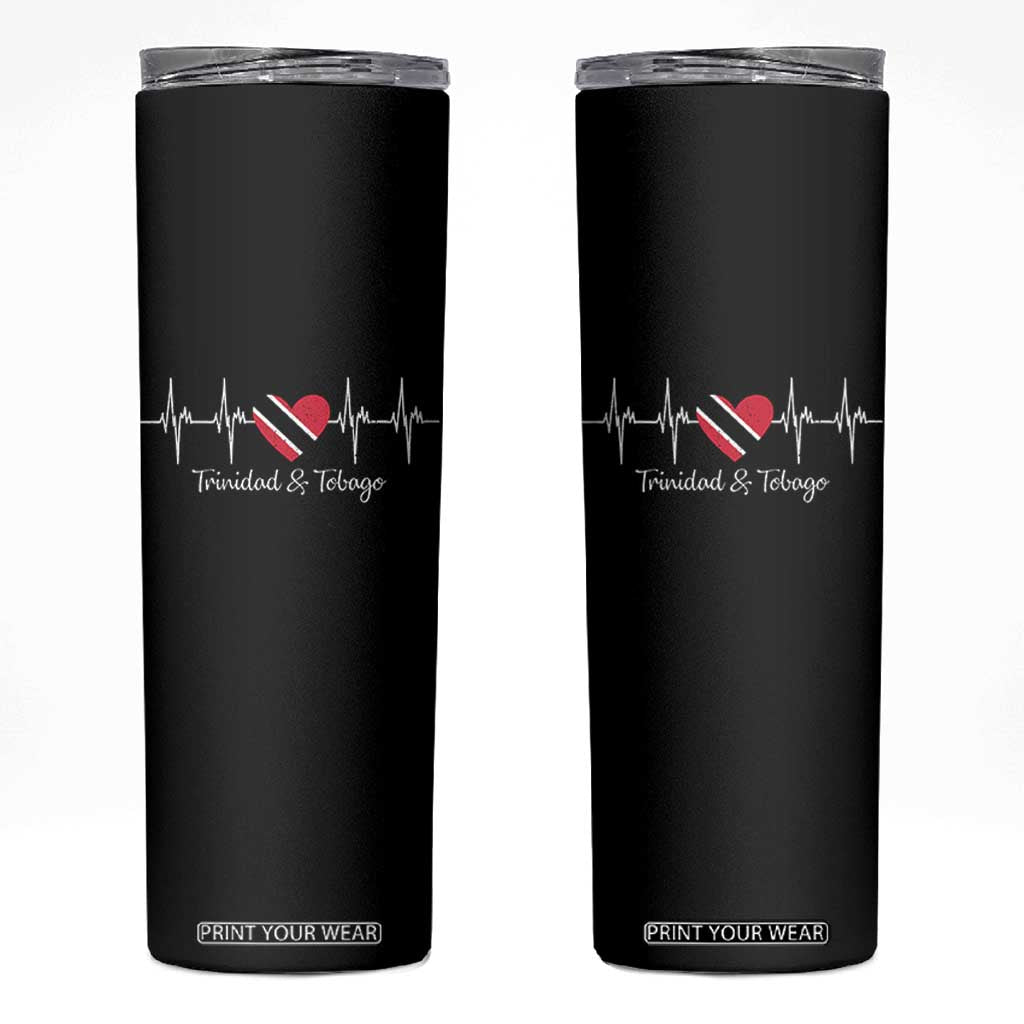 Trinidad And Tobago Heartbeat ECG Pulse Trinidadian Flag Skinny Tumbler TS11 Black Print Your Wear