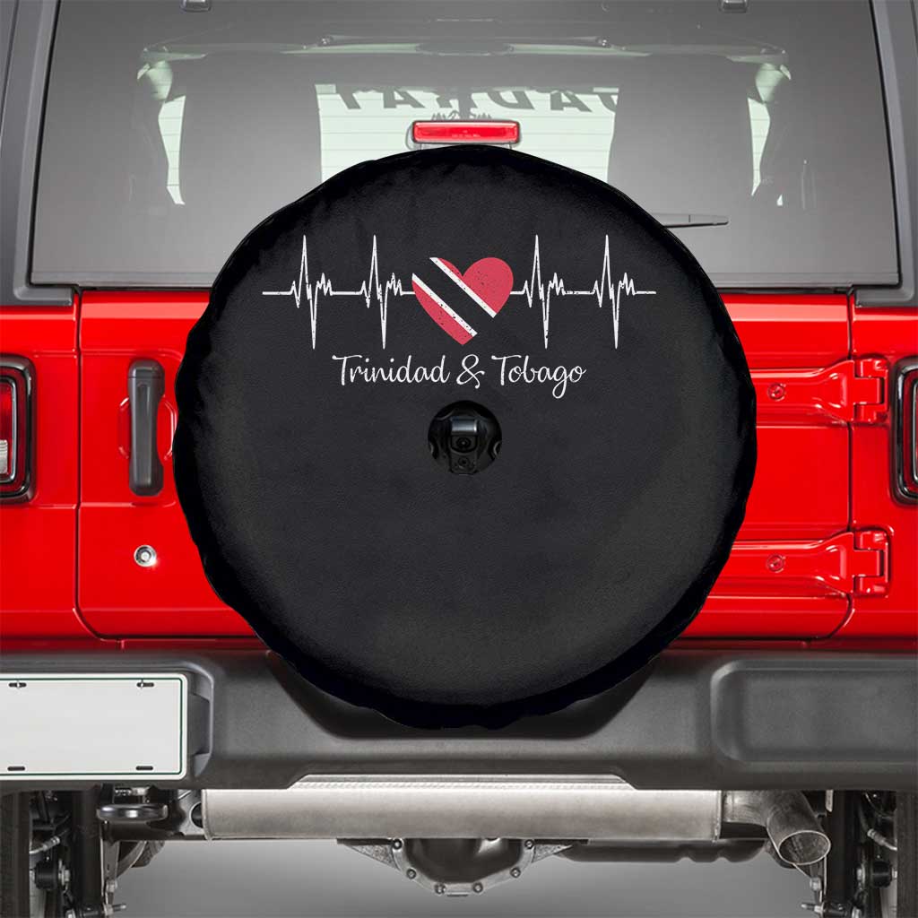 Trinidad And Tobago Heartbeat ECG Pulse Trinidadian Flag Spare Tire Cover TS11 Black Print Your Wear