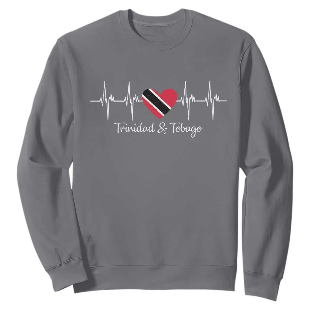 Trinidad And Tobago Heartbeat ECG Pulse Trinidadian Flag Sweatshirt TS11 Charcoal Print Your Wear