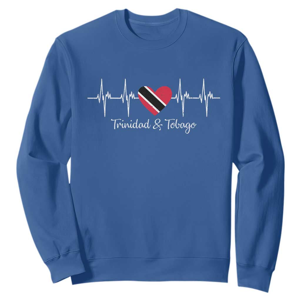Trinidad And Tobago Heartbeat ECG Pulse Trinidadian Flag Sweatshirt TS11 Royal Blue Print Your Wear