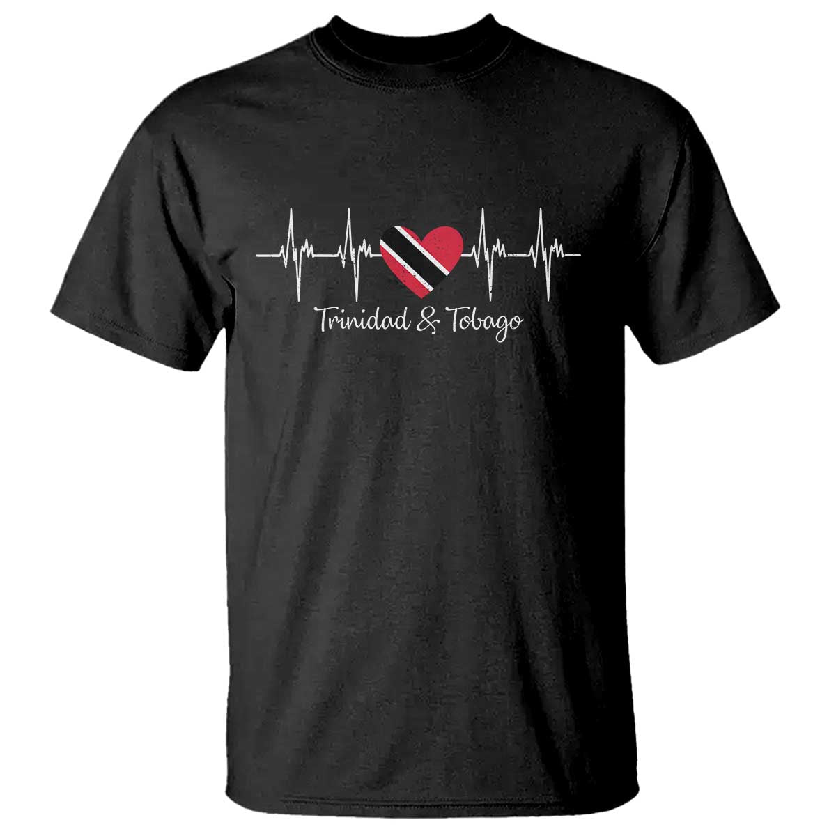 Trinidad And Tobago Heartbeat ECG Pulse Trinidadian Flag T Shirt TS11 Black Print Your Wear