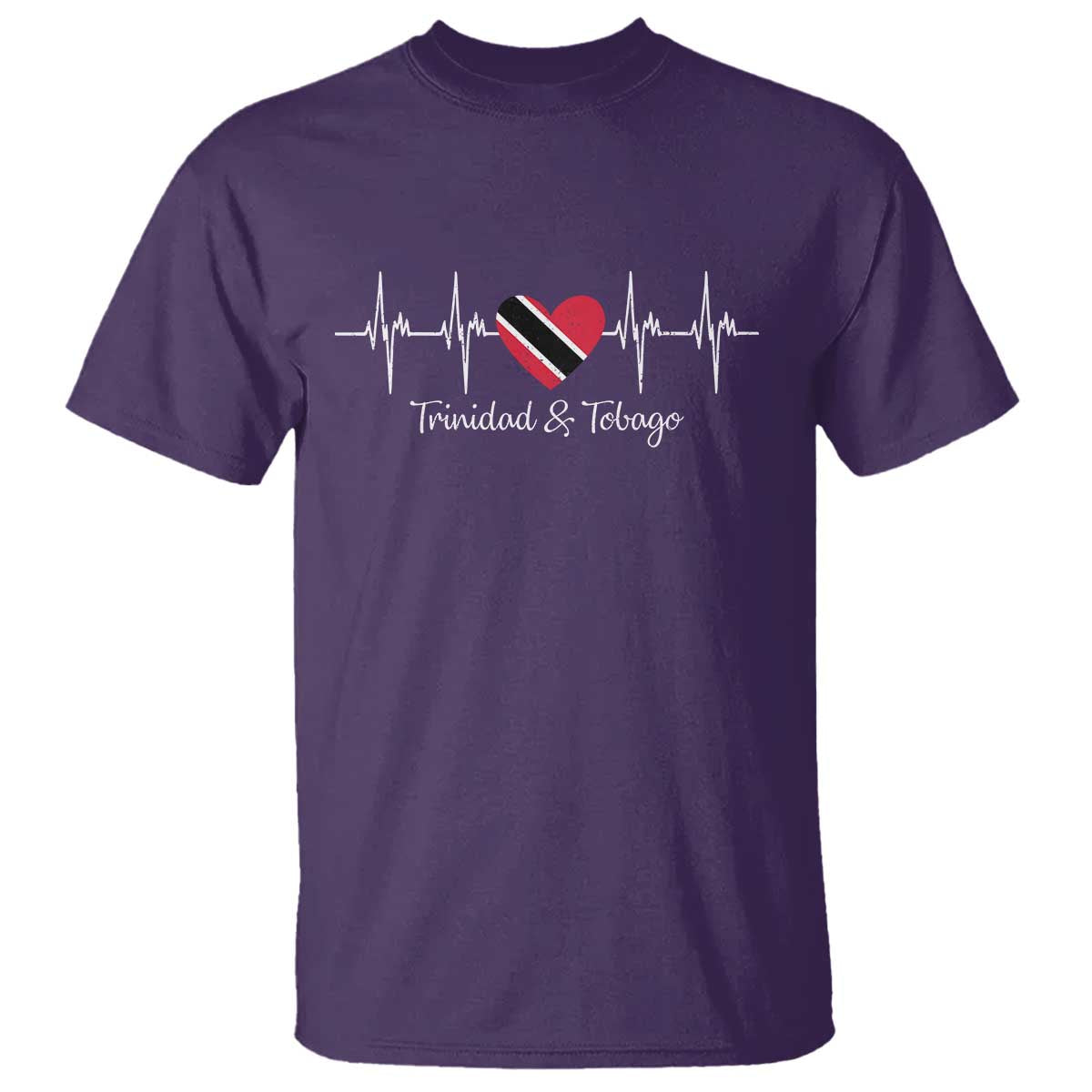 Trinidad And Tobago Heartbeat ECG Pulse Trinidadian Flag T Shirt TS11 Purple Print Your Wear