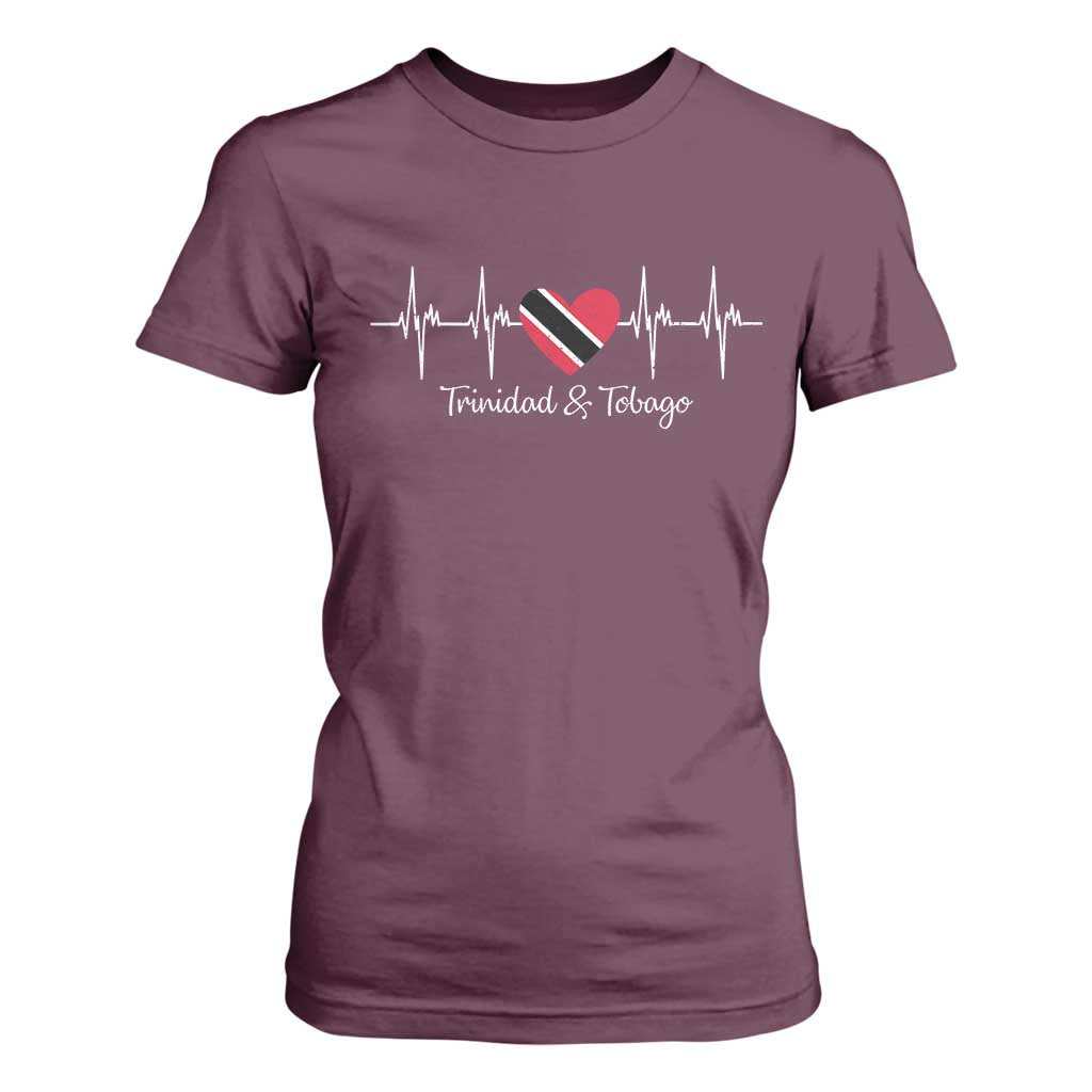 Trinidad And Tobago Heartbeat ECG Pulse Trinidadian Flag T Shirt For Women TS11 Maroon Print Your Wear