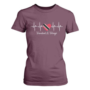 Trinidad And Tobago Heartbeat ECG Pulse Trinidadian Flag T Shirt For Women TS11 Maroon Print Your Wear