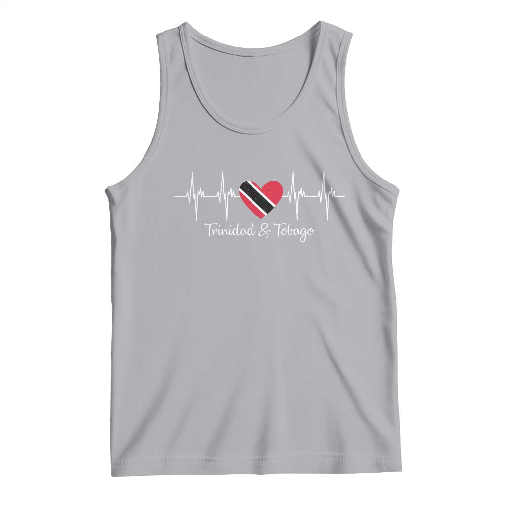 Trinidad And Tobago Heartbeat ECG Pulse Trinidadian Flag Tank Top TS11 Athletic Heather Print Your Wear