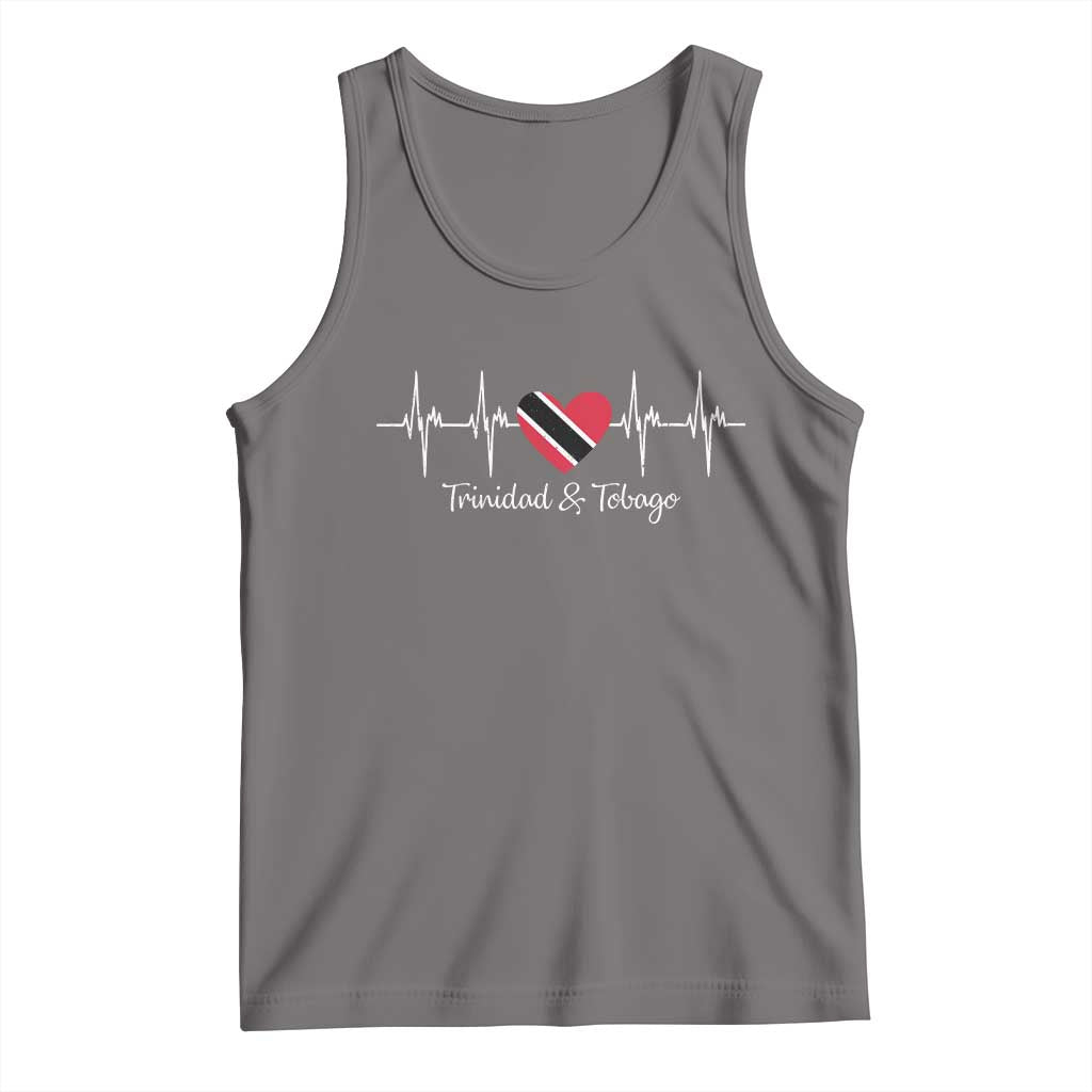 Trinidad And Tobago Heartbeat ECG Pulse Trinidadian Flag Tank Top TS11 Deep Heather Print Your Wear