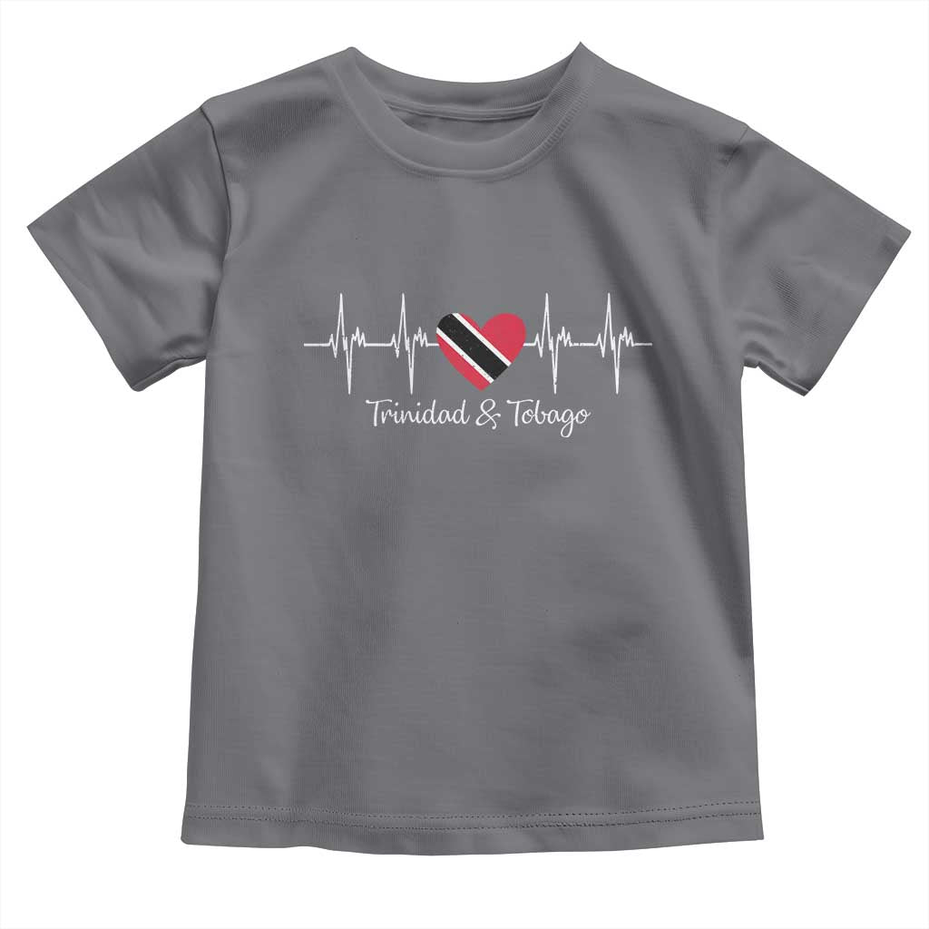 Trinidad And Tobago Heartbeat ECG Pulse Trinidadian Flag Toddler T Shirt TS11 Charcoal Print Your Wear