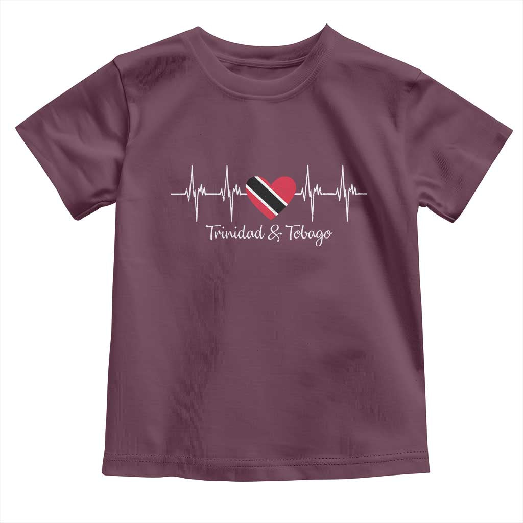 Trinidad And Tobago Heartbeat ECG Pulse Trinidadian Flag Toddler T Shirt TS11 Maroon Print Your Wear