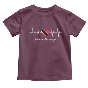 Trinidad And Tobago Heartbeat ECG Pulse Trinidadian Flag Toddler T Shirt TS11 Maroon Print Your Wear