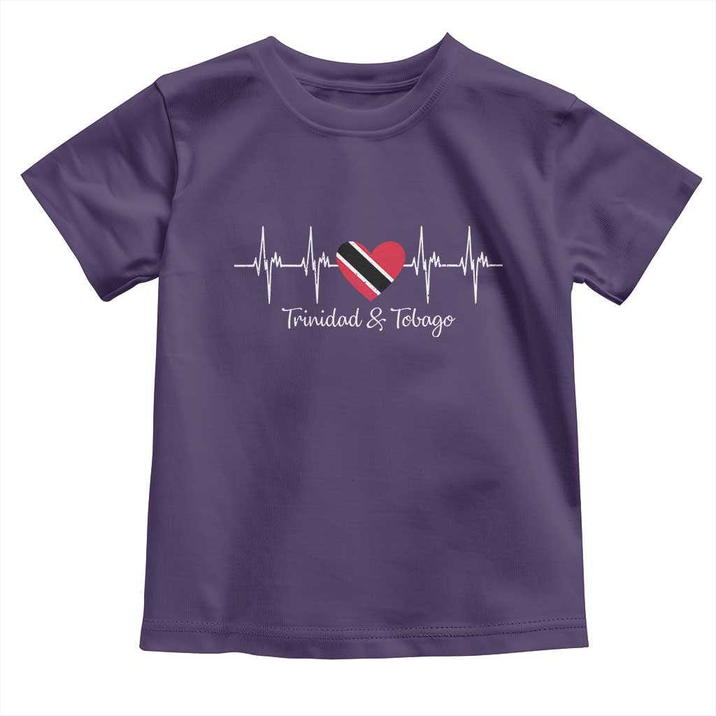 Trinidad And Tobago Heartbeat ECG Pulse Trinidadian Flag Toddler T Shirt TS11 Purple Print Your Wear