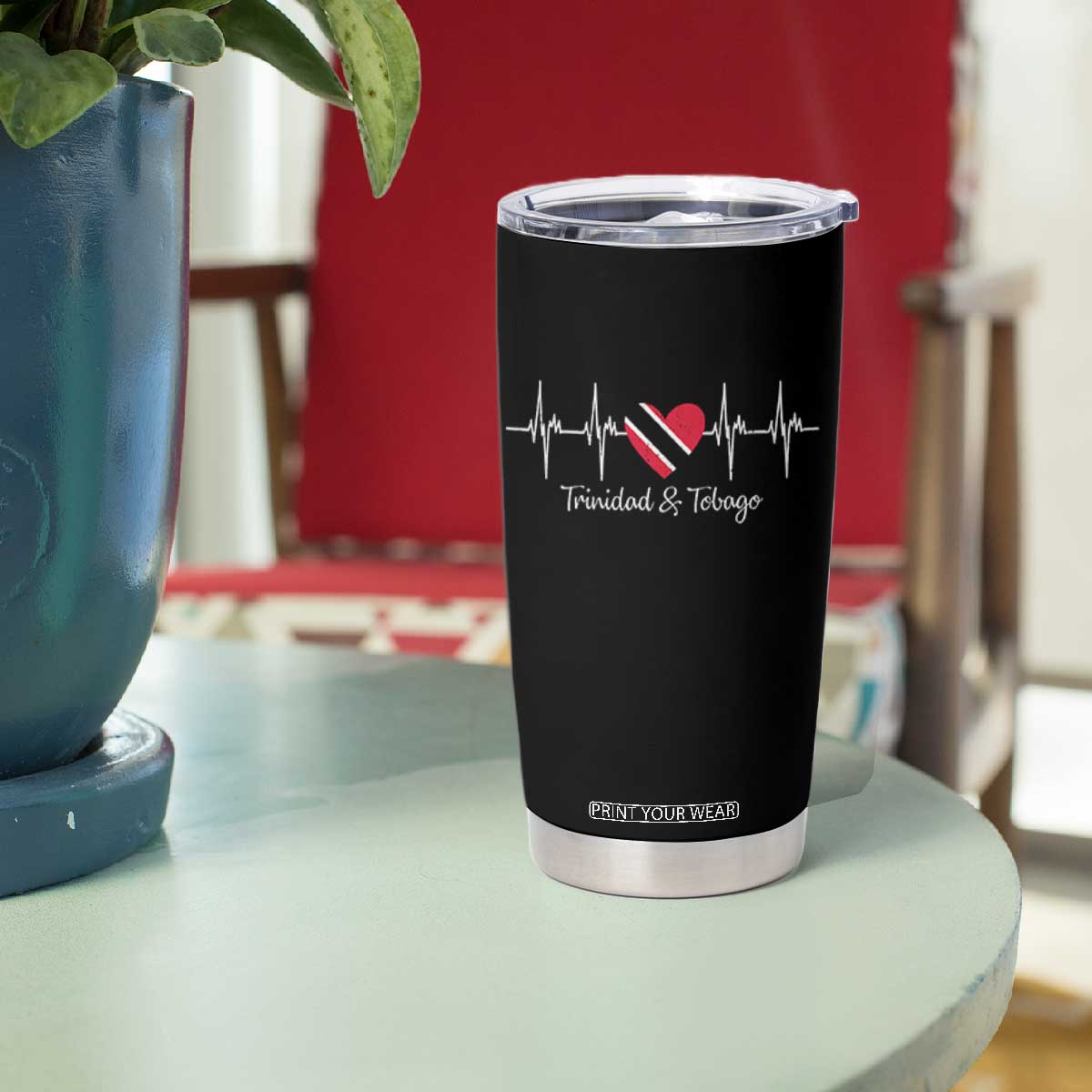 Trinidad And Tobago Heartbeat ECG Pulse Trinidadian Flag Tumbler Cup TS11 Print Your Wear