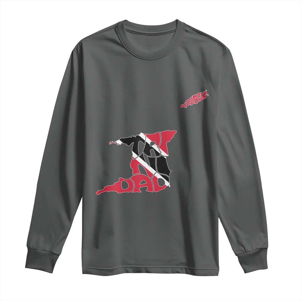 Trinidad And Tobago Long Sleeve Shirt Pride Trinidadian Roots Flag TS11 Dark Heather Print Your Wear