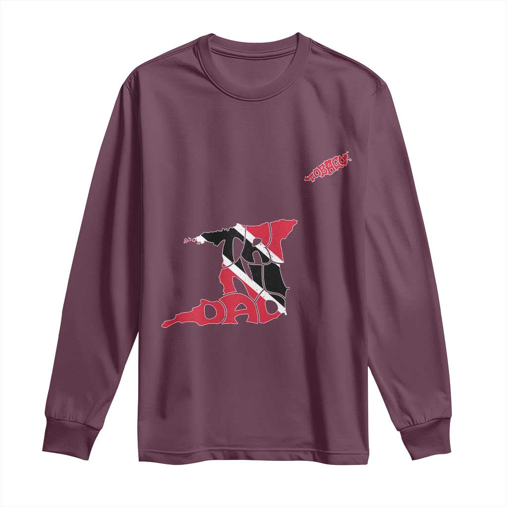 Trinidad And Tobago Long Sleeve Shirt Pride Trinidadian Roots Flag TS11 Maroon Print Your Wear
