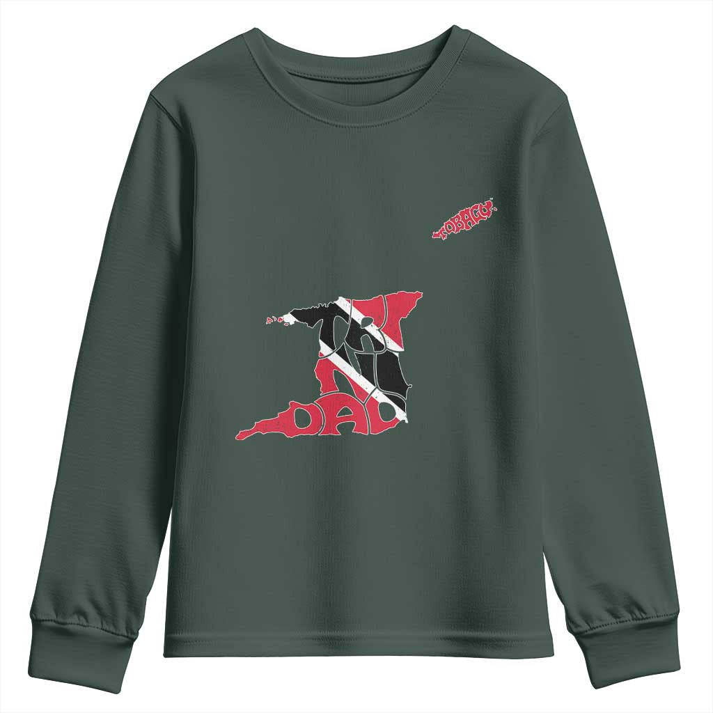 Trinidad And Tobago Youth Sweatshirt Pride Trinidadian Roots Flag TS11 Dark Forest Green Print Your Wear