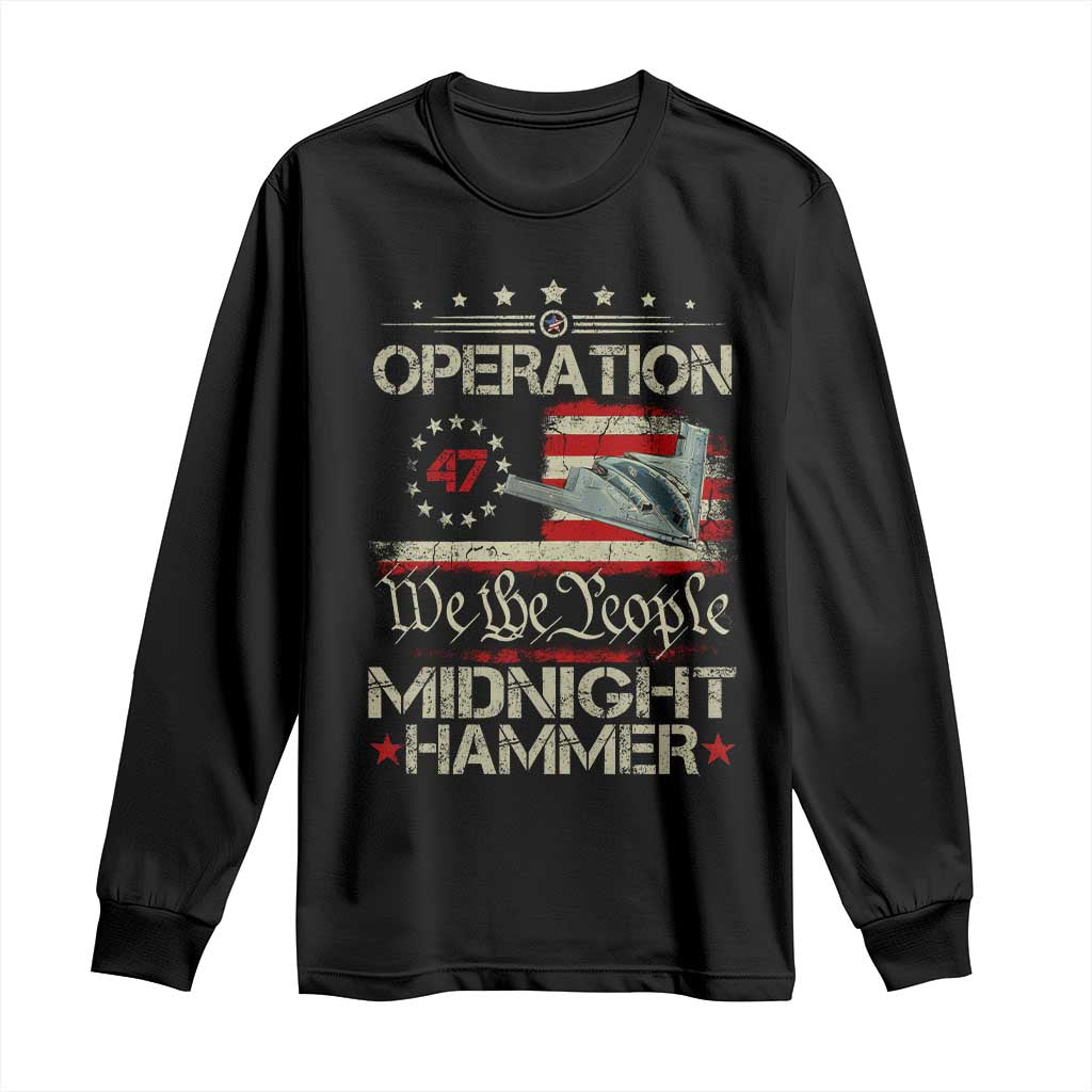 Operation Midnight Hammer Long Sleeve Shirt Bomber Jet Vintage Betsy Ross Flag TS11 Black Print Your Wear